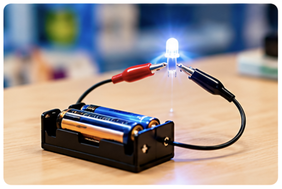 elecTrick electrical circuit with a glowing LED